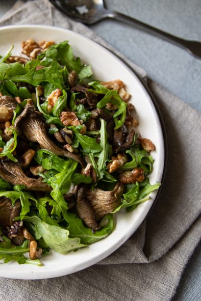 Roasted Oyster Mushrooms with Arugula and Walnuts