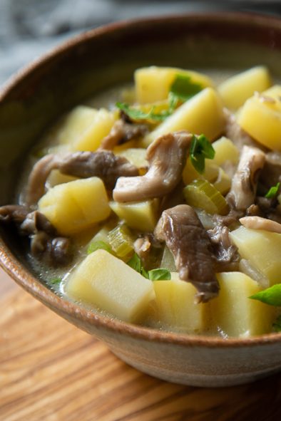 Rustic Oyster Mushroom and Potato Soup