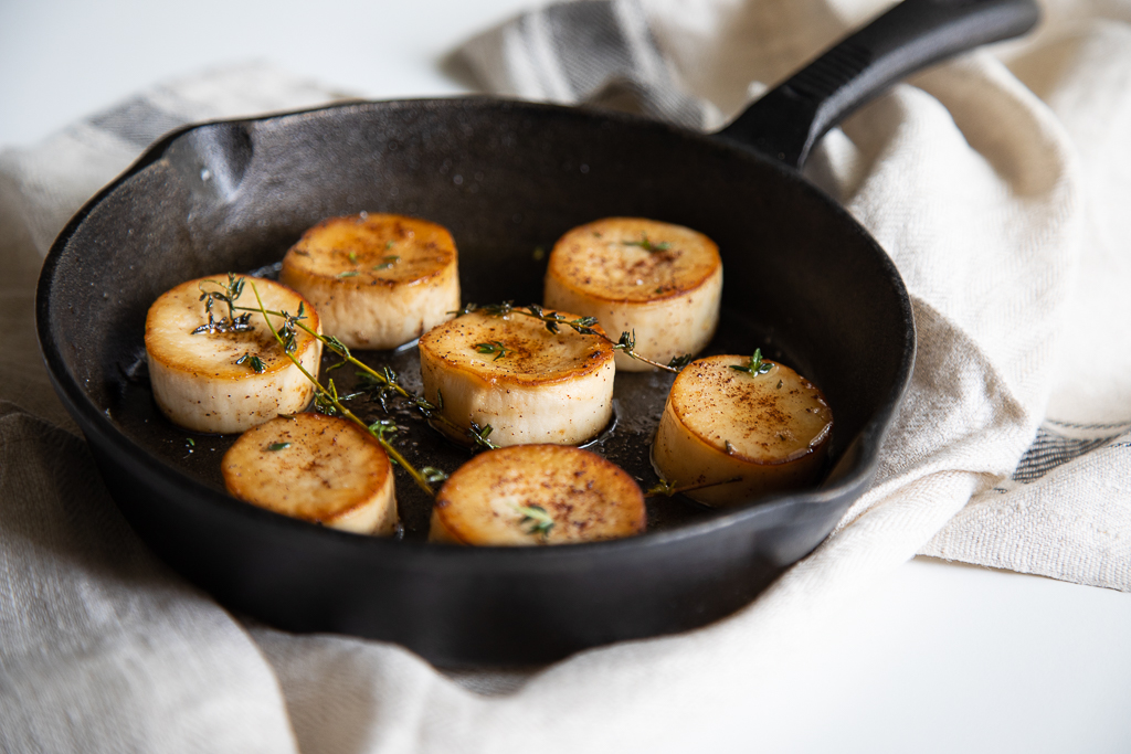 Trumpet Mushroom Scallops with Brown Butter and Thyme