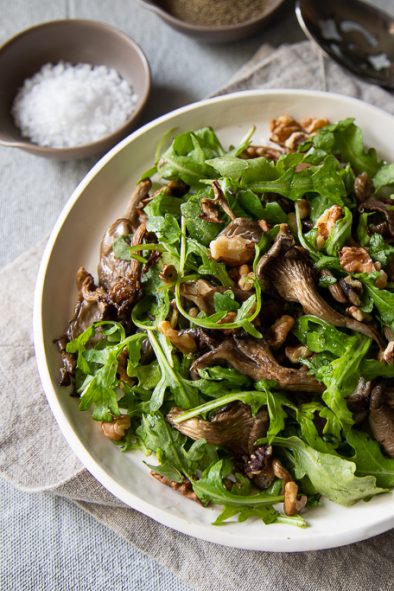 Roasted Oyster Mushrooms With Arugula and Walnuts