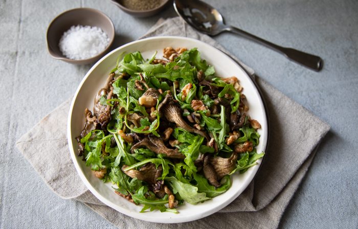 Roasted Oyster Mushrooms With Arugula and Walnuts
