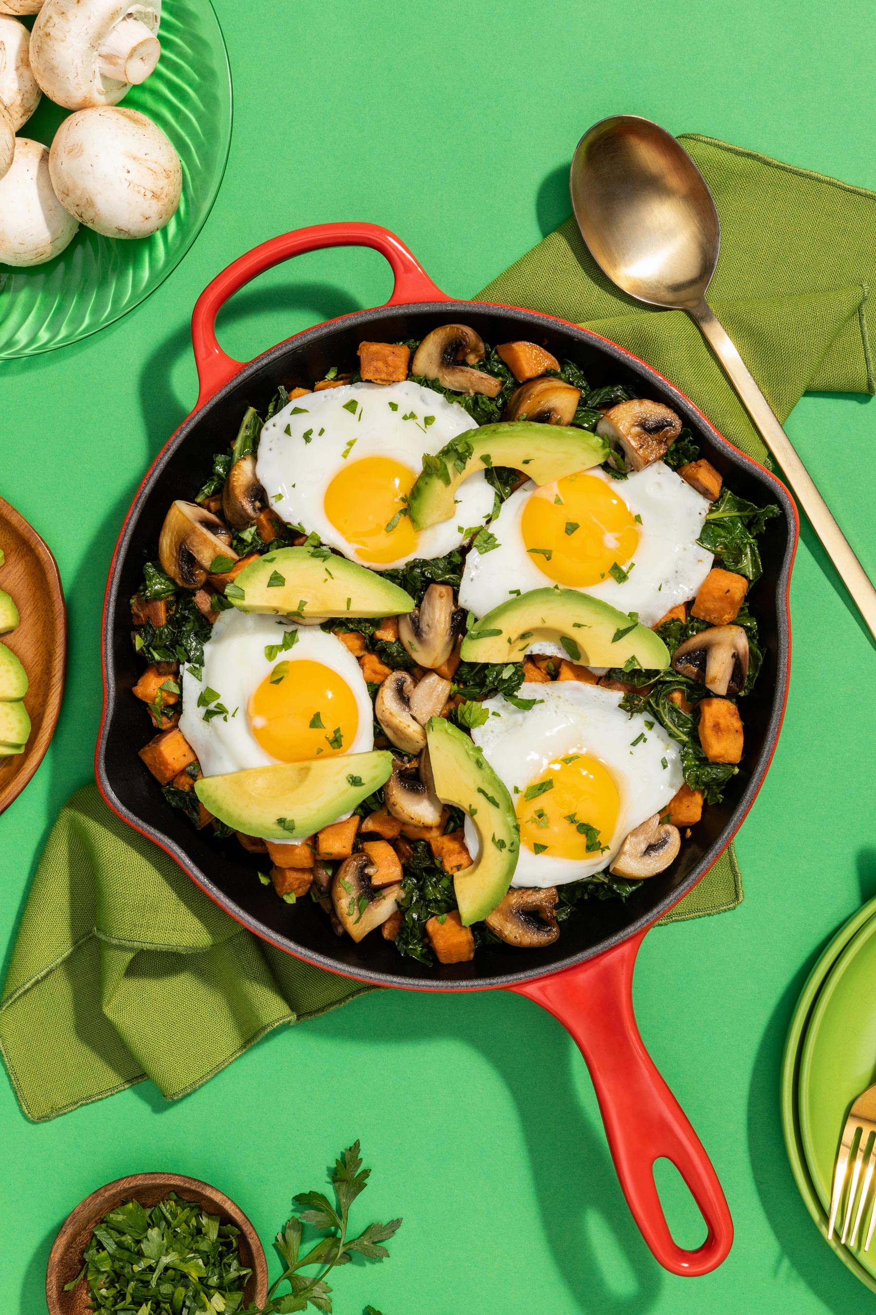 Mushroom, Sweet Potato and Kale Breakfast Skillet Mushroom Recipes