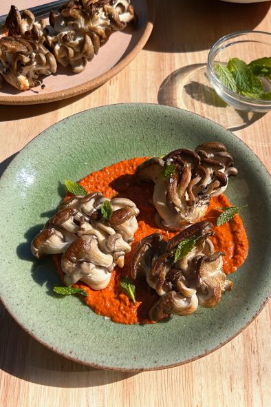 Oyster Mushrooms and Romesco